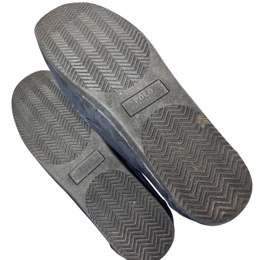Polo Ralph Lauren Declan Mens Navy Blue Suede Moccasin Slippers Plaid Lining 12 - Picture 6 of 9